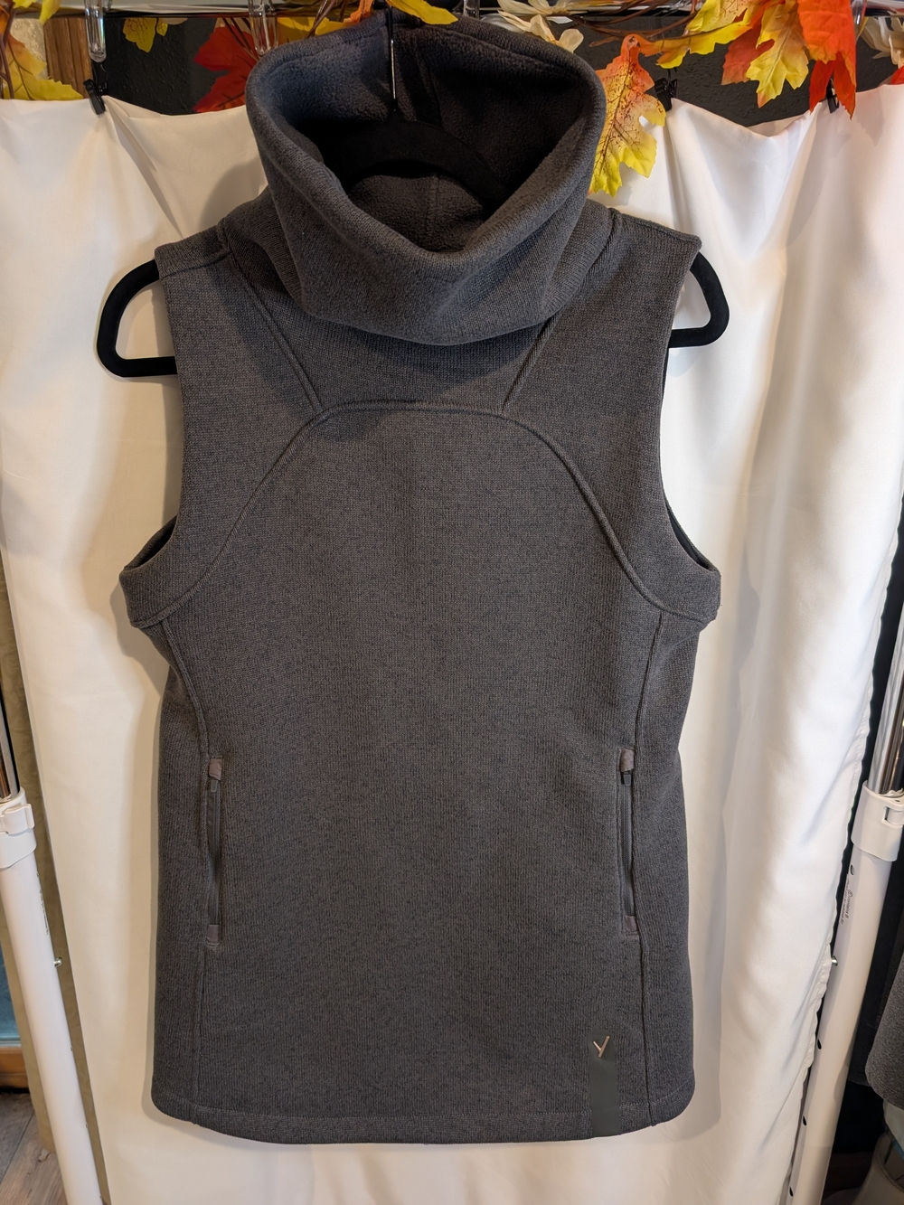 Sleeveless Cowl Neck Sweater Vest in Charcoal Gray